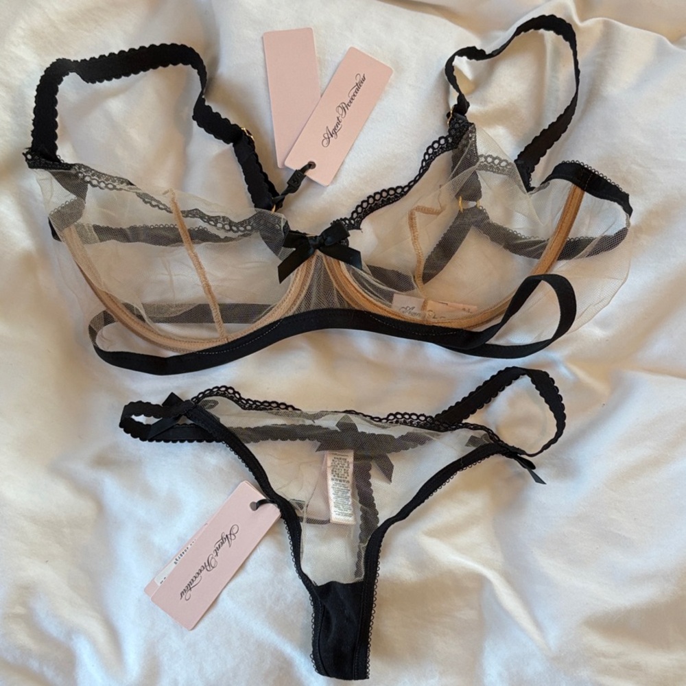 BNWT Agent Provocateur Kay Black Bra 36D and Thong sz3 Set